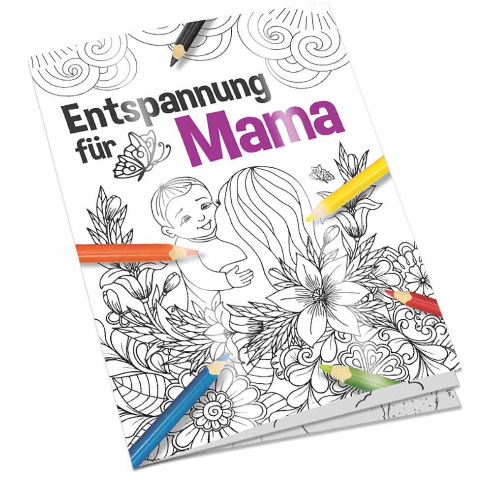 Malbuch / Mal-Set A6 - Entspannung für Mama - Malset mit 2-c Logoeindruck