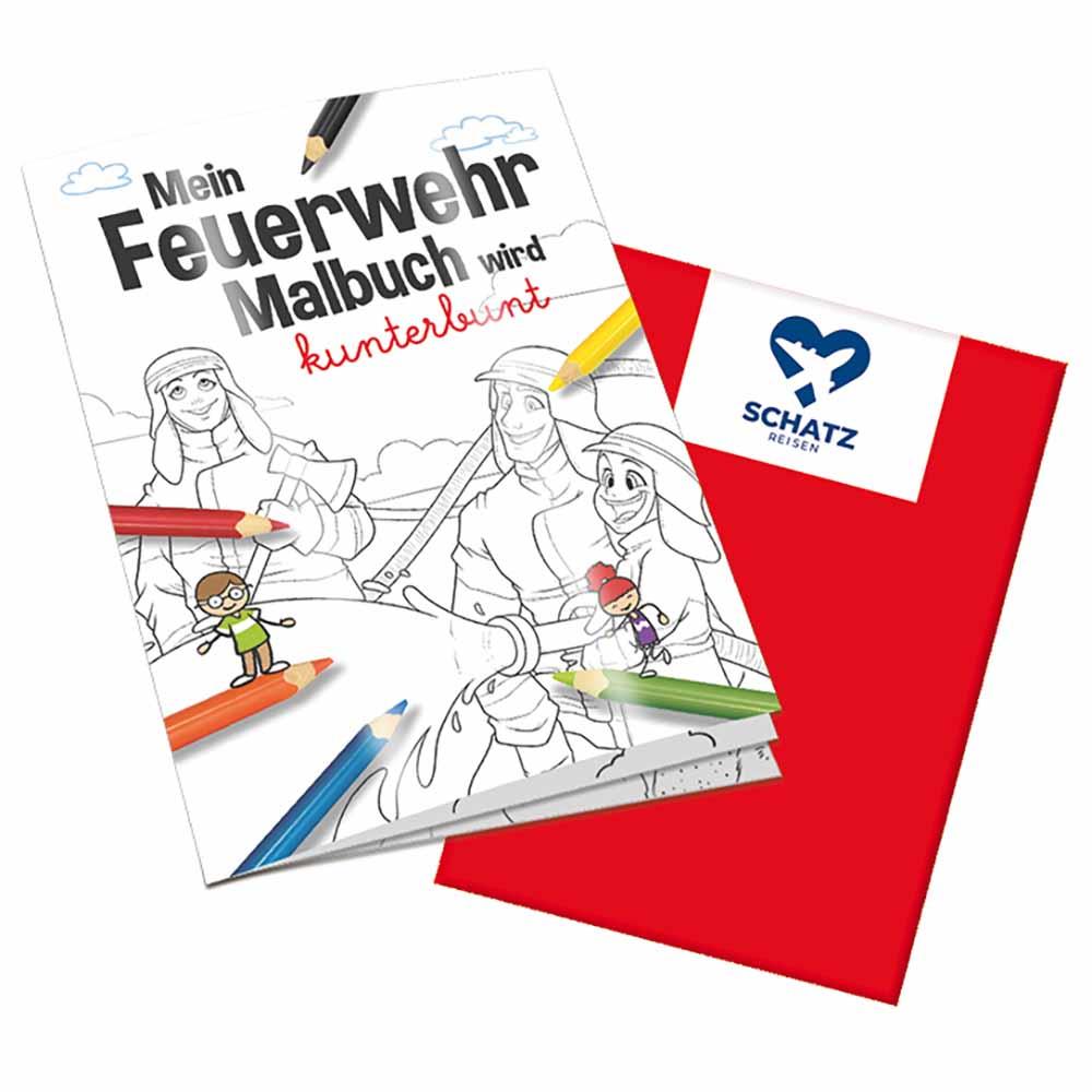 Malbuch / Mal-Set A6 - Feuerwehr - Malbuch mit 1-c Logoeindruck