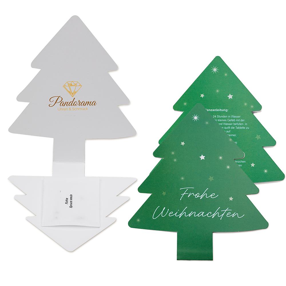 Klappkärtchen Tannenbaum - neutral mit 2-c Logoeindruck