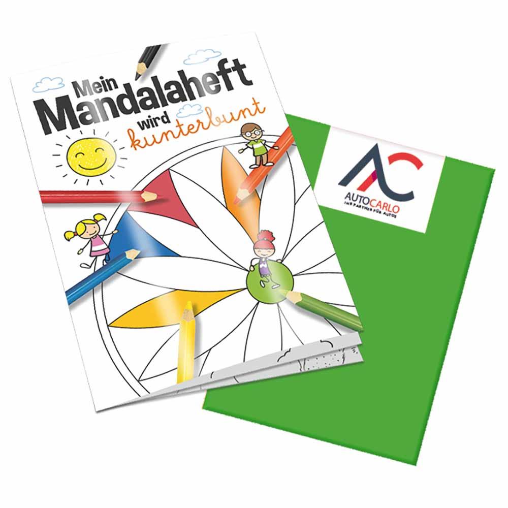 Malbuch / Mal-Set A5 - Mandala - Malbuch mit 1-c Logoeindruck