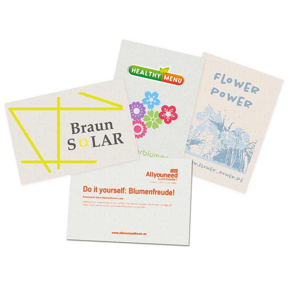 Samenpapier DIN A6 - Klappkarte - Blumenmischung, Druck 4/0-c