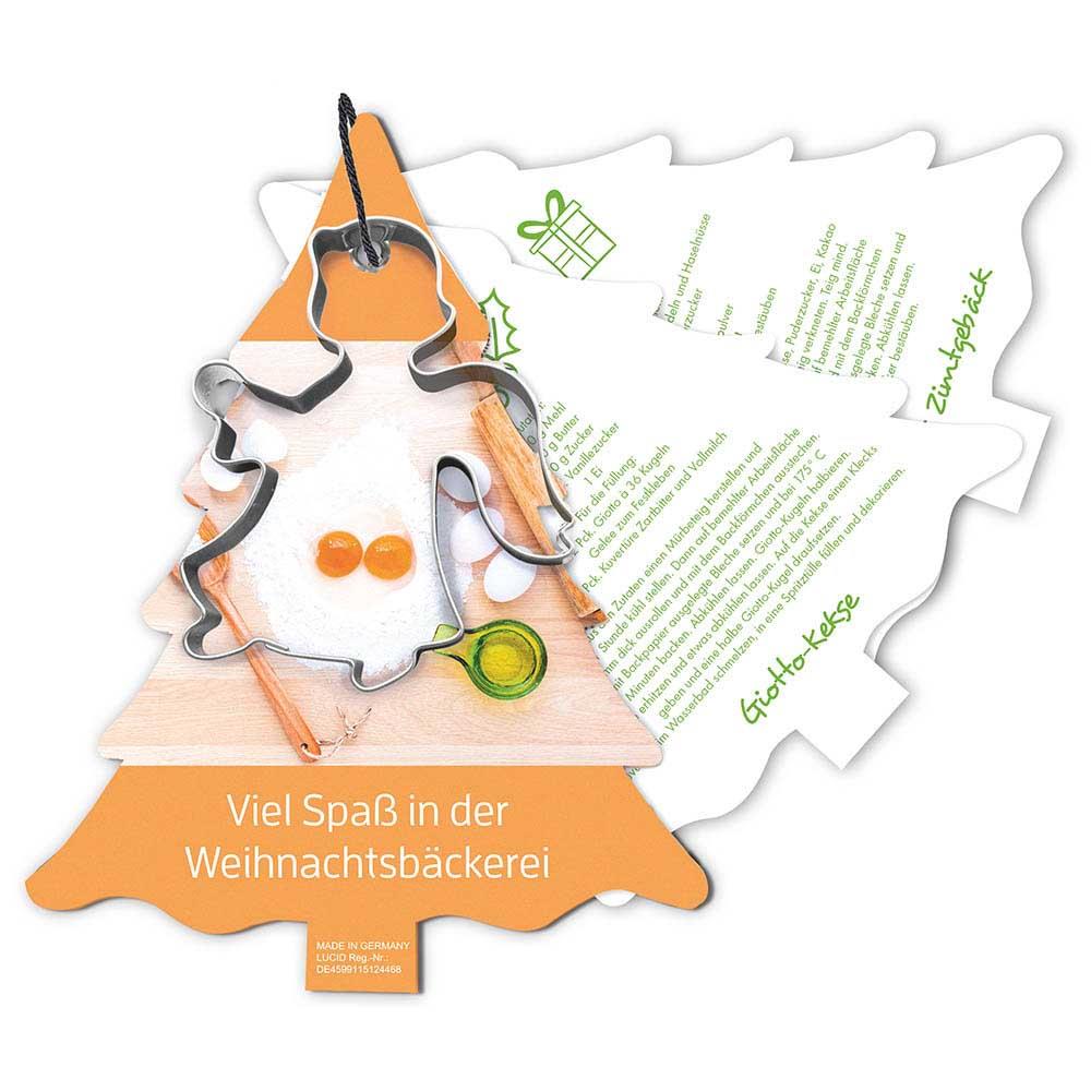 Backförmchen mit Rezeptblock Tannenbaum - Engel