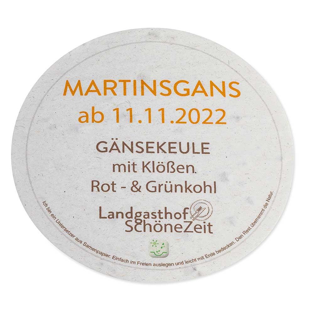 Samenpapier Bierdeckel - rund, Druck 4/4-C