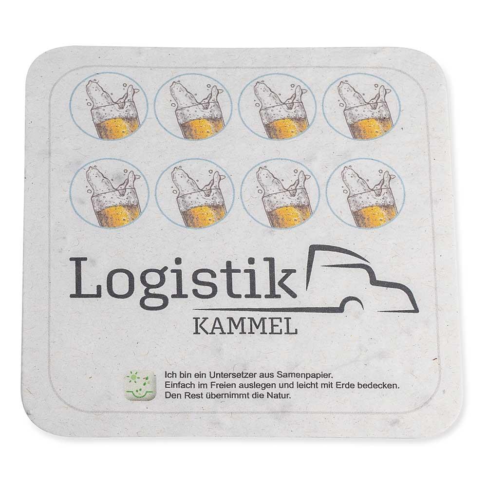 Samenpapier Bierdeckel - eckig, Druck 4/4-c