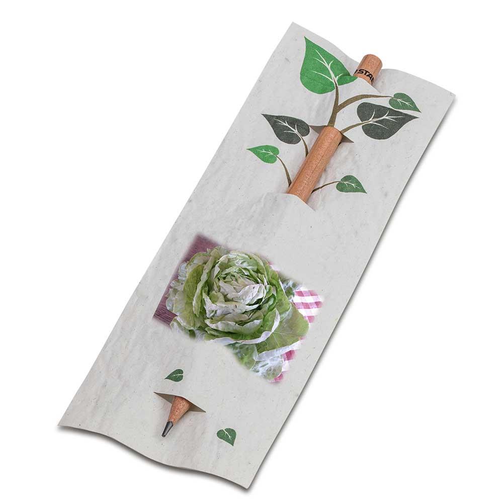 Bleistift im Samenpapieretui - Ostern - Kopfsalat, Druck 4/4c, Lasergravur