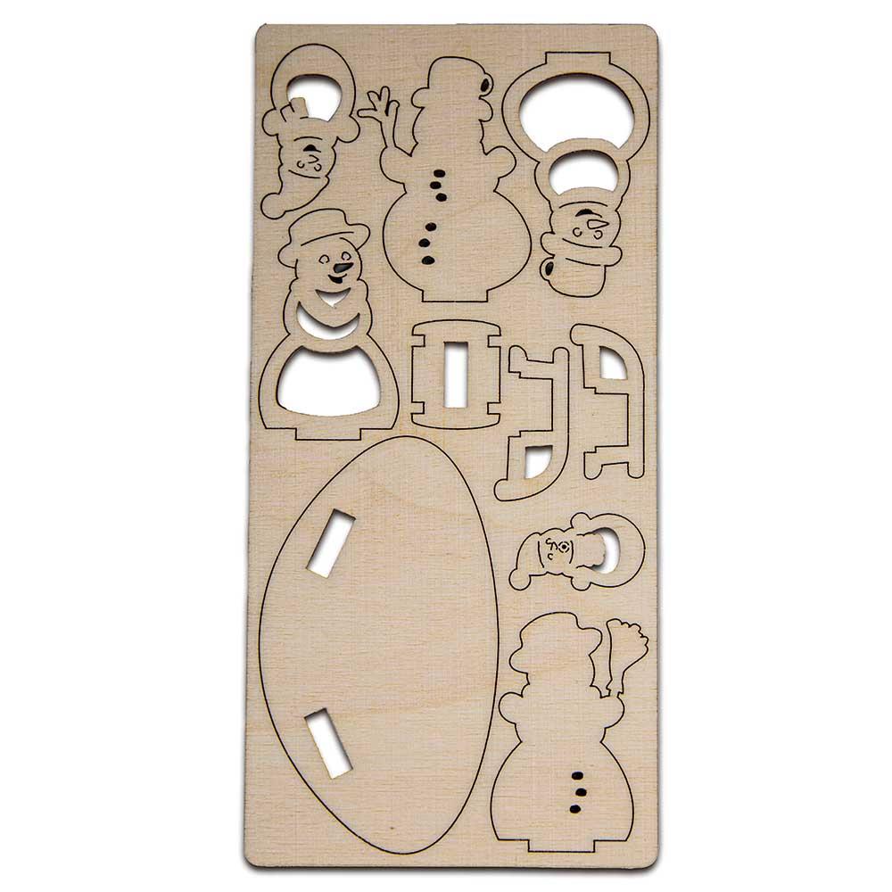 3D Holzpuzzle-Karte - Schneemann-Familie