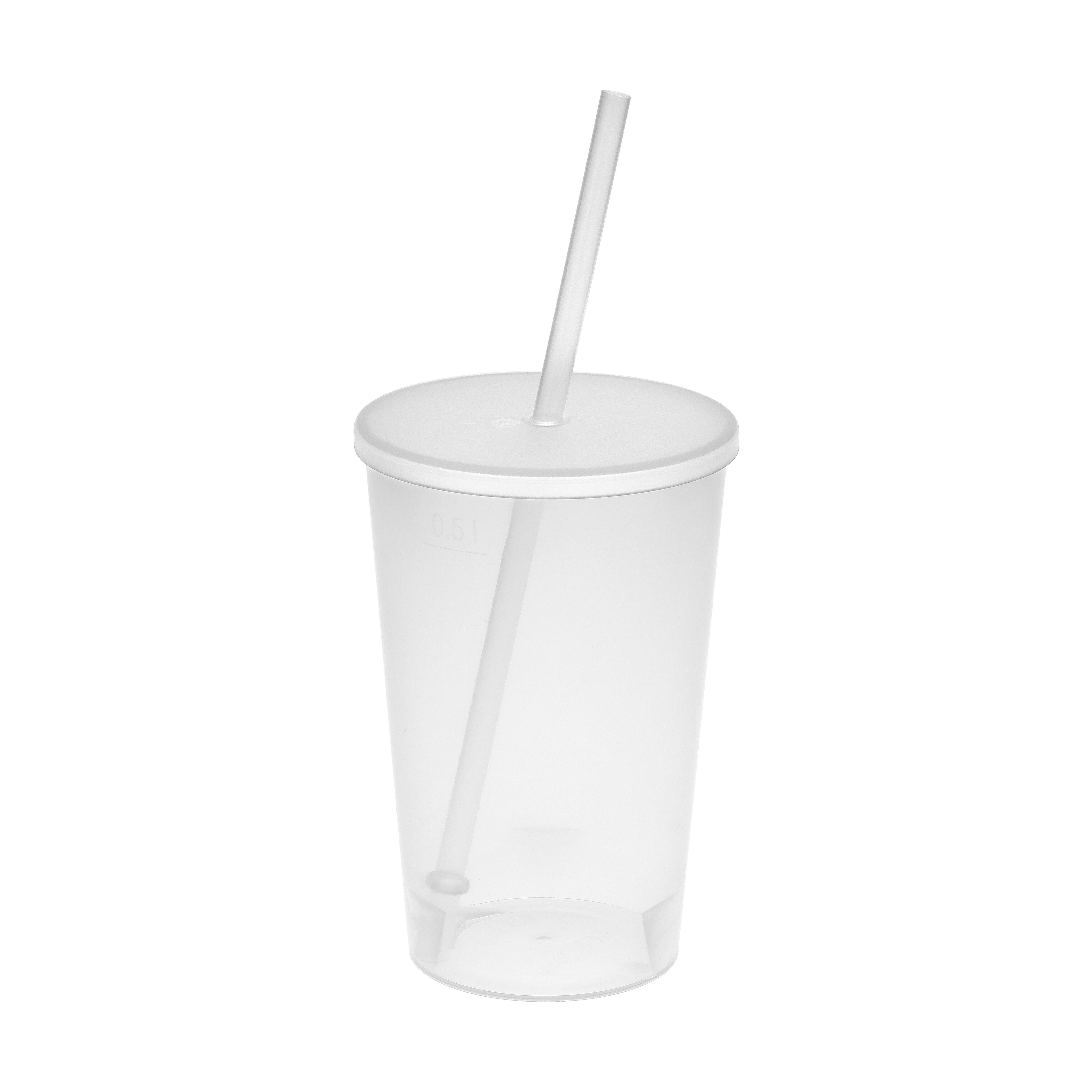 Trinkbecher ´Vital´, 500 ml mit Deckel und Strohhalm