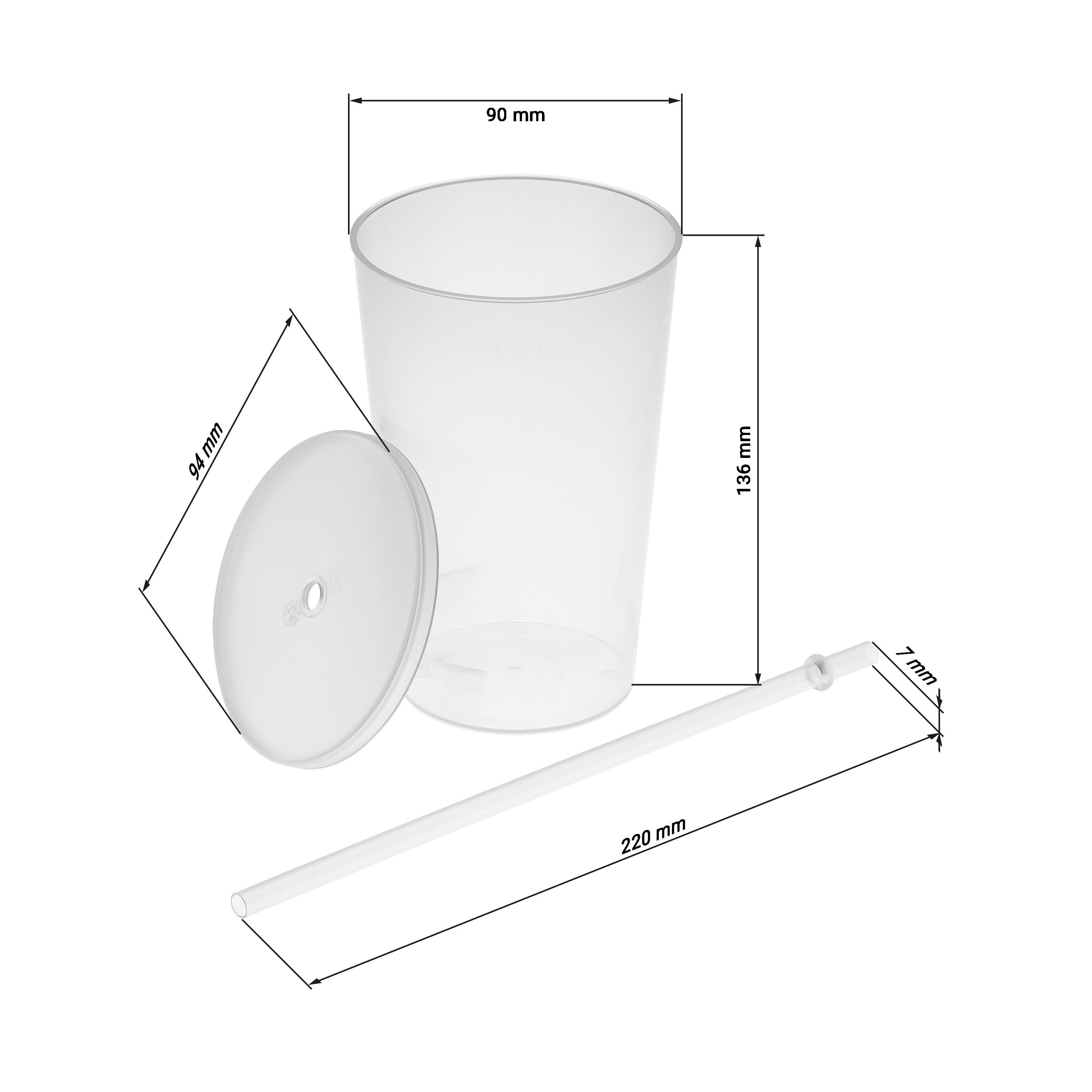 Trinkbecher ´Vital´, 500 ml mit Deckel und Strohhalm