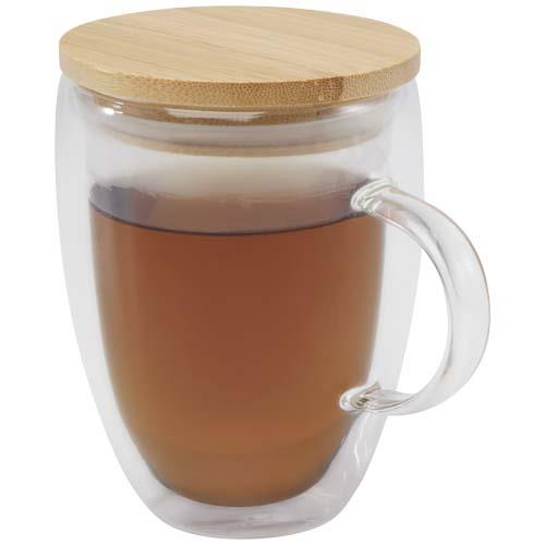 Leona 350 ml Glasbecher mit Bambusdeckel