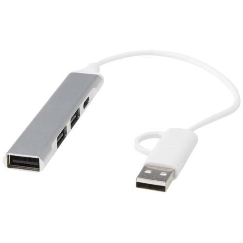 Alkaid 4 Port Hub aus recyceltem Aluminium mit USB-A- und Typ-C-Anschlüssen und zwei Eingängen