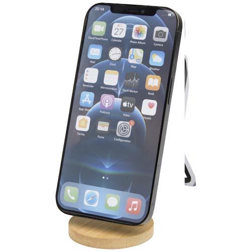 Alcor Klappbare magnetische Smartphonehalterung aus recyceltem Kunststoff mit Bambusdetails