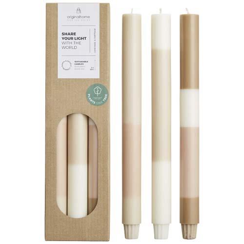 Originalhome Kerzen im Streifendesign – 3er-Set