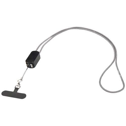 Anser Smartphone Lanyard aus recyceltem Kunststoff mit 27 W 5-in-1 integriertem Kabel