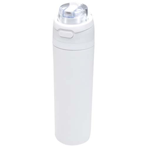 Theron 800 ml RCS Trinkflasche aus recyceltem, einwandigem Edelstahl mit Multifunktionsdeckel und Klappstrohhalm