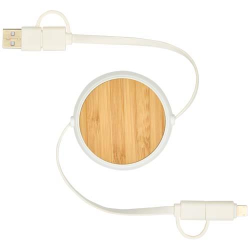 Chechia 100cm 5-in-1 Kabel aus recyceltem Kunststoff, einziehbar, für Datenübertragung und 45W Schnellladung mit Bambusdetail