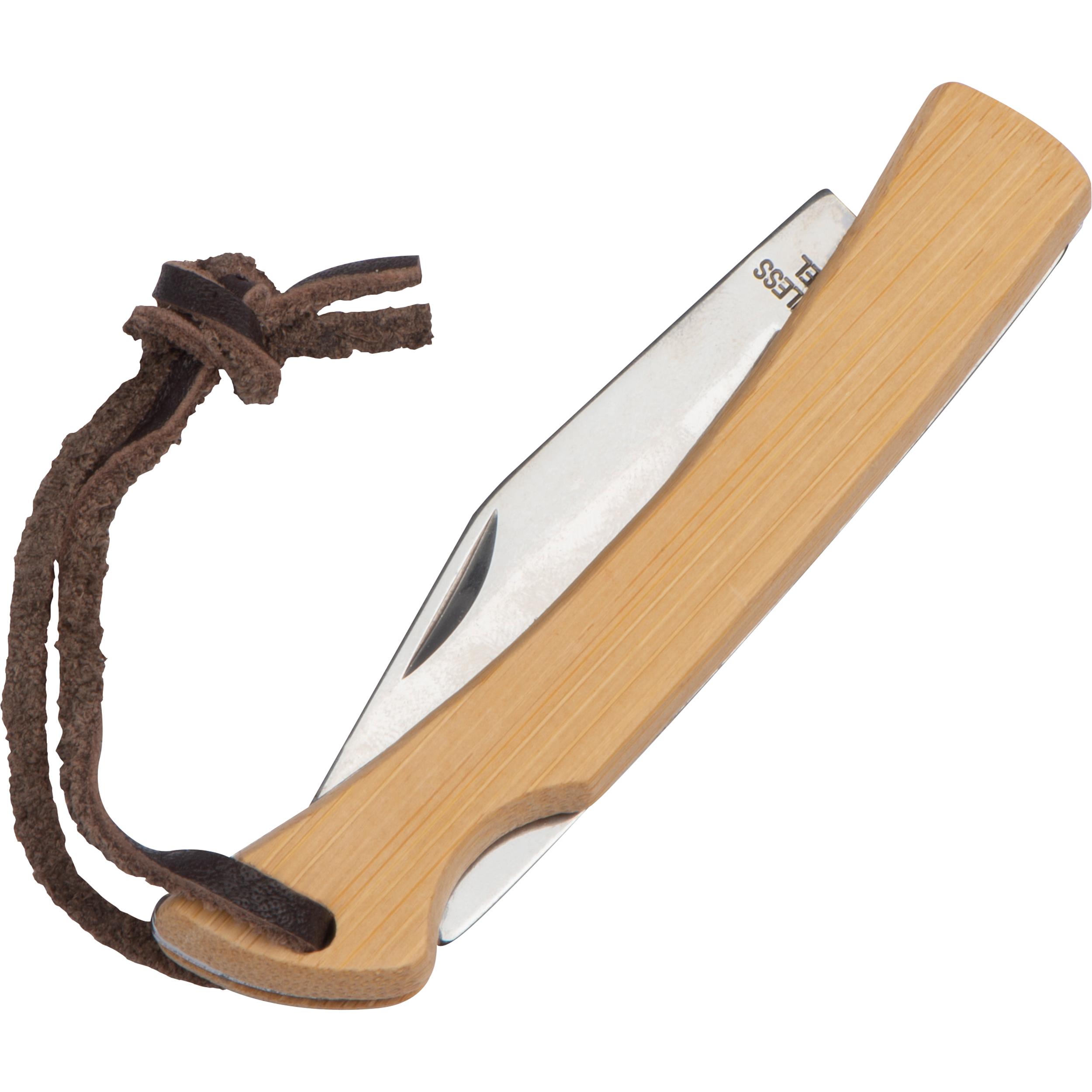 Taschenmesser mit Bambusschalen und Aufhängeschlaufe ERNA