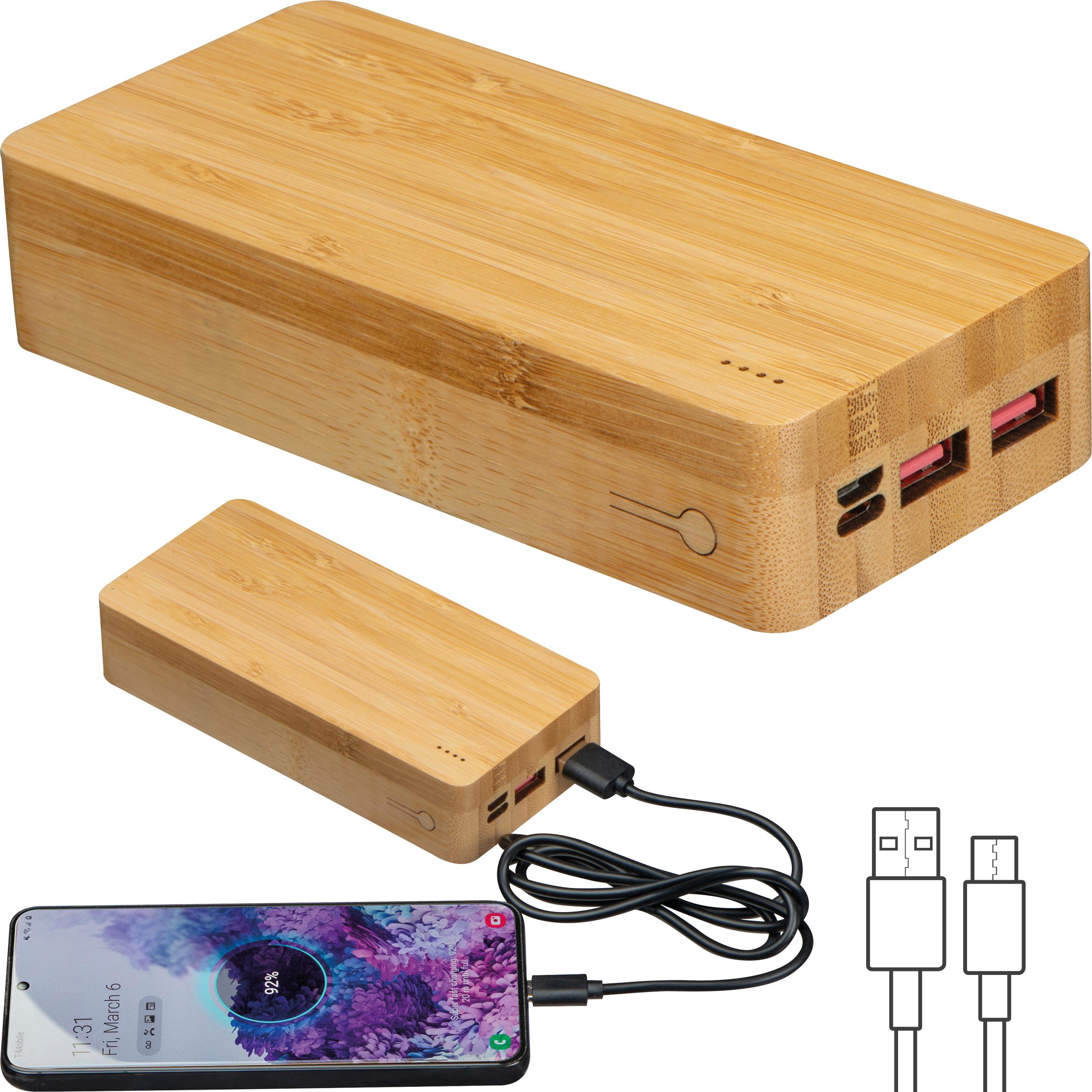 Powerbank aus Bambus 20.000 mAh VALERIA