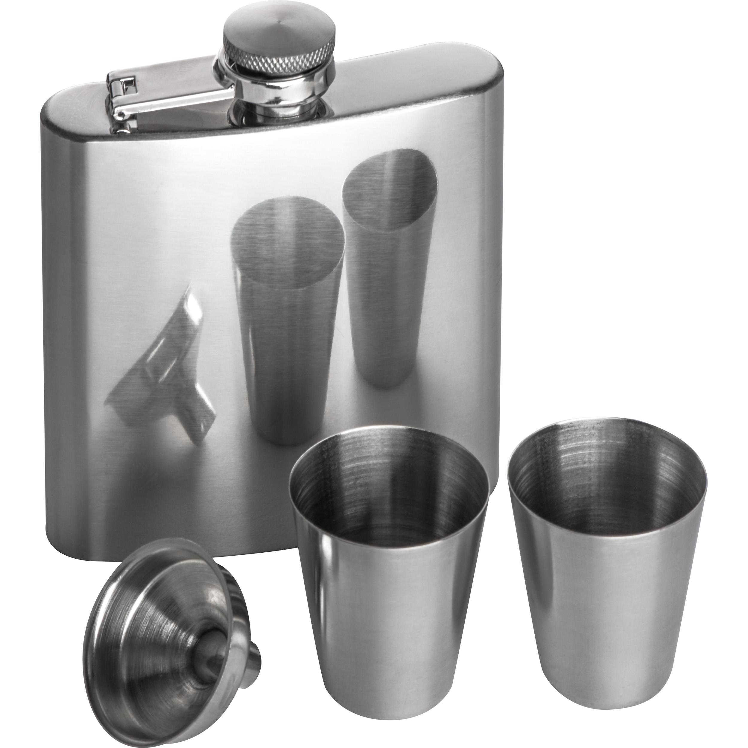 Flachmann Set mit 2 Pinnchen und Trichter aus Edelstahl FAITH