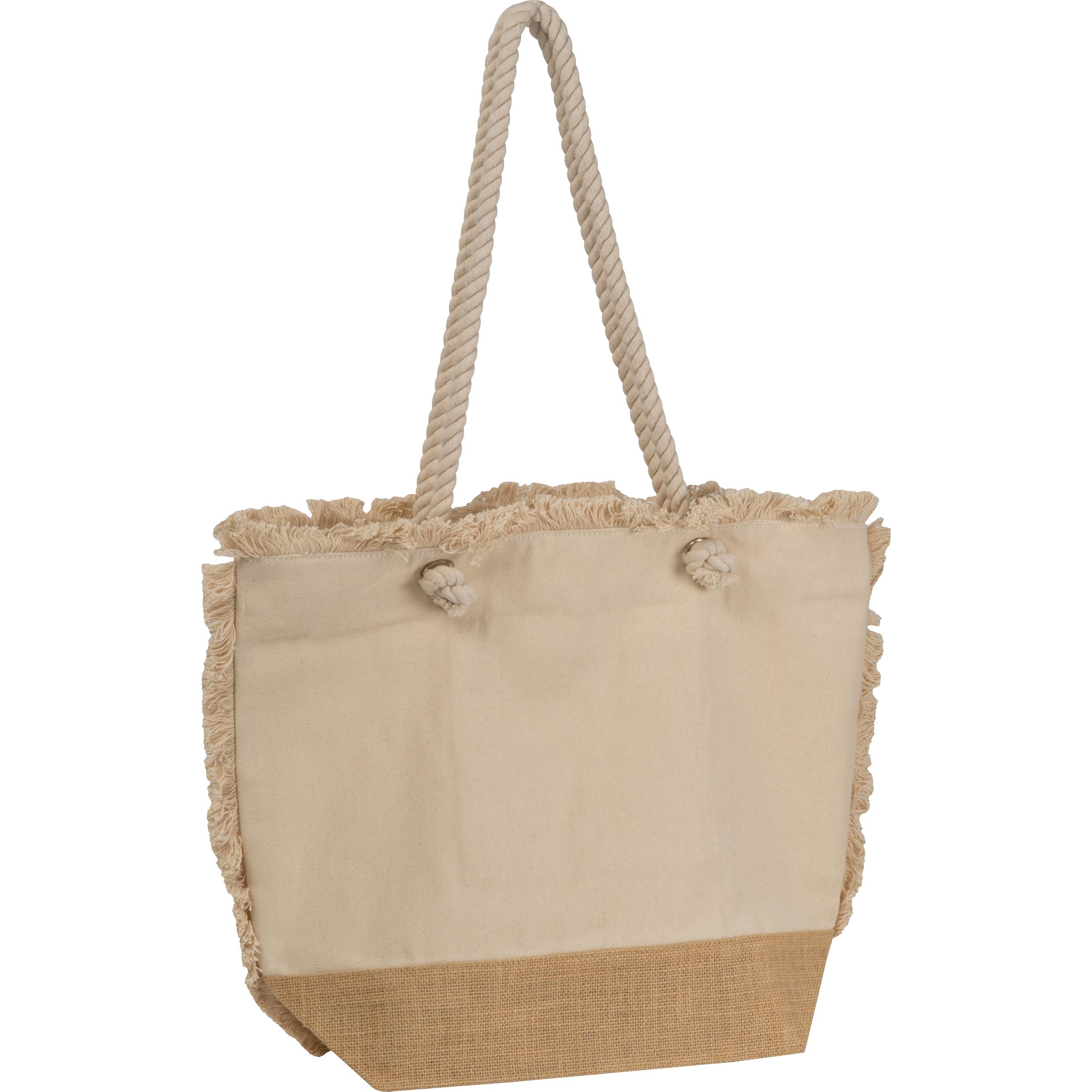 Strandtasche mit Juteboden und Fransen RICARDA