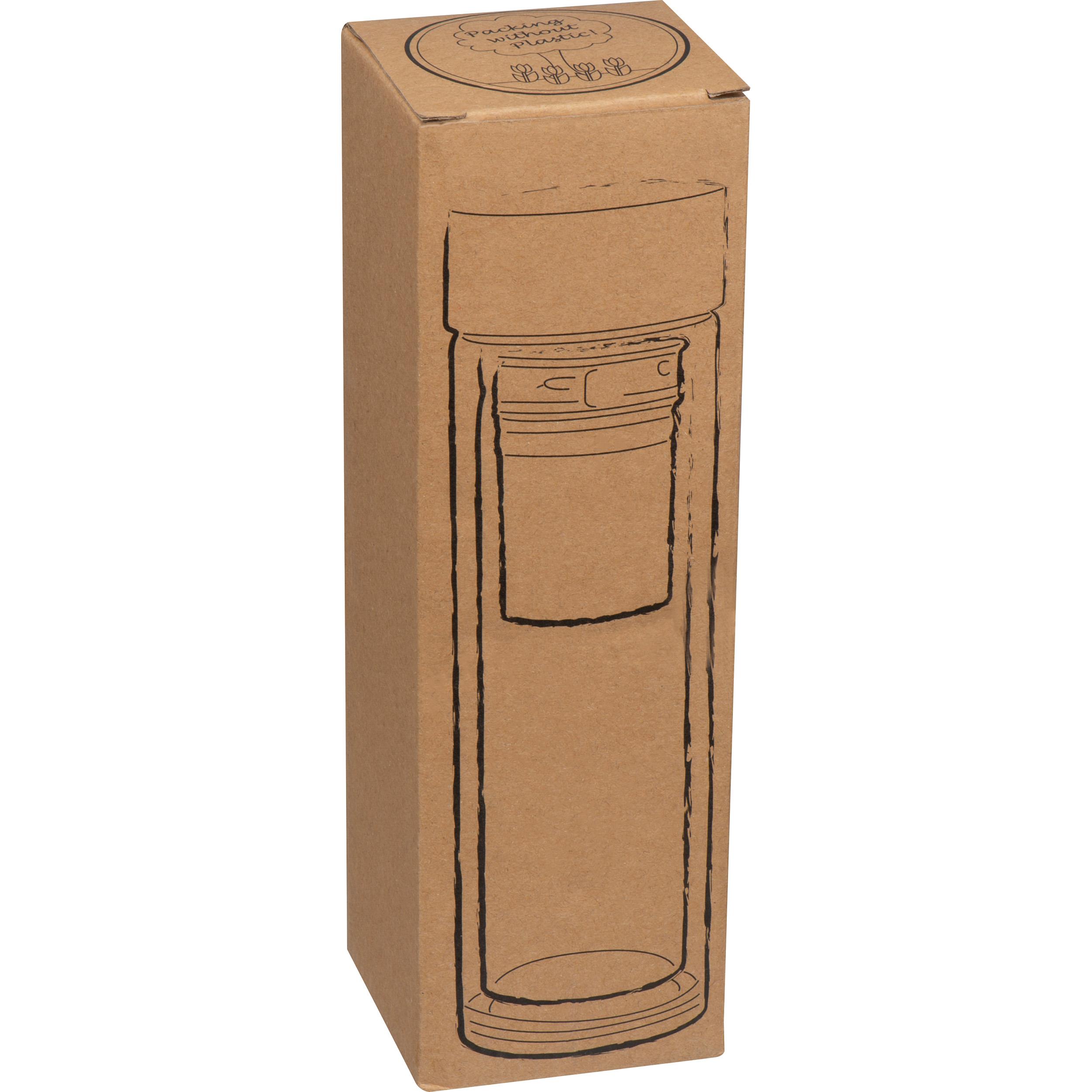 Vakuum Borosilikat Glasflasche mit Teesieb, 420ml HENDRIK
