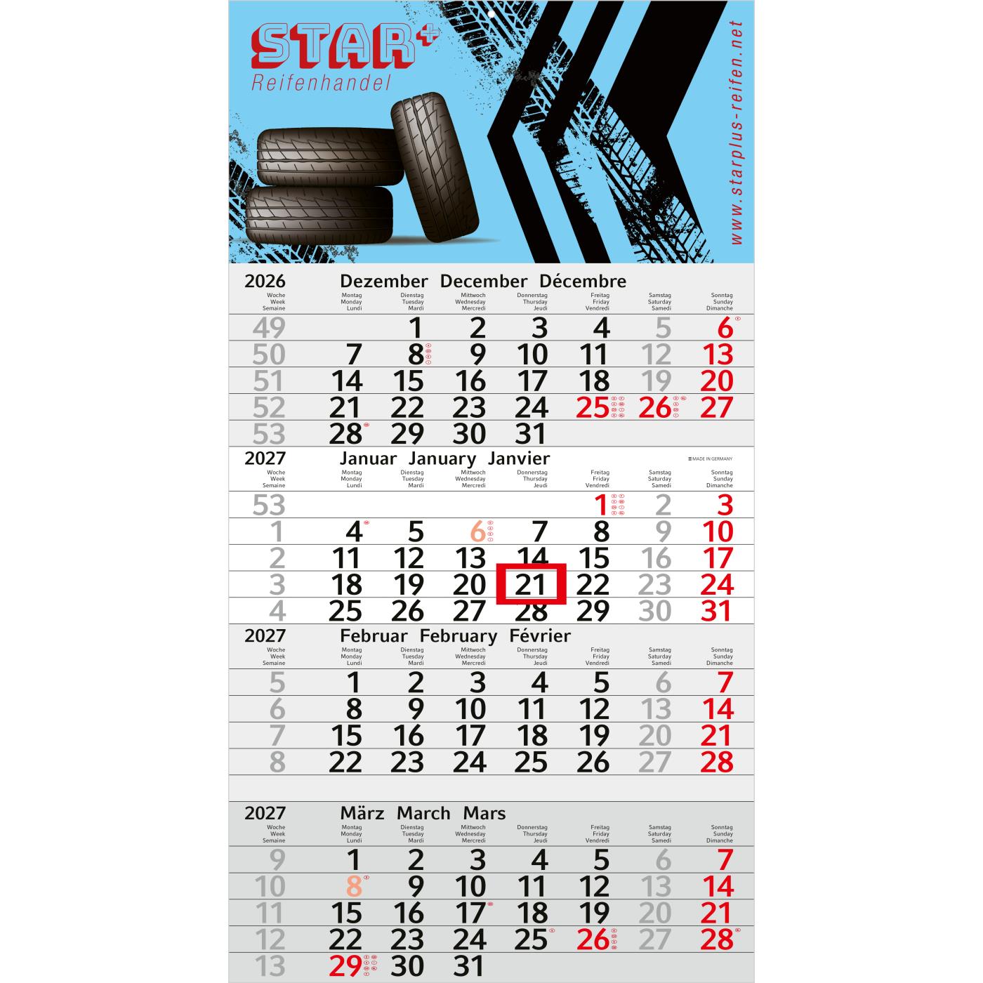 4-Monatskalender Einblatt Budget 4 EXPRESS Schrift leicht