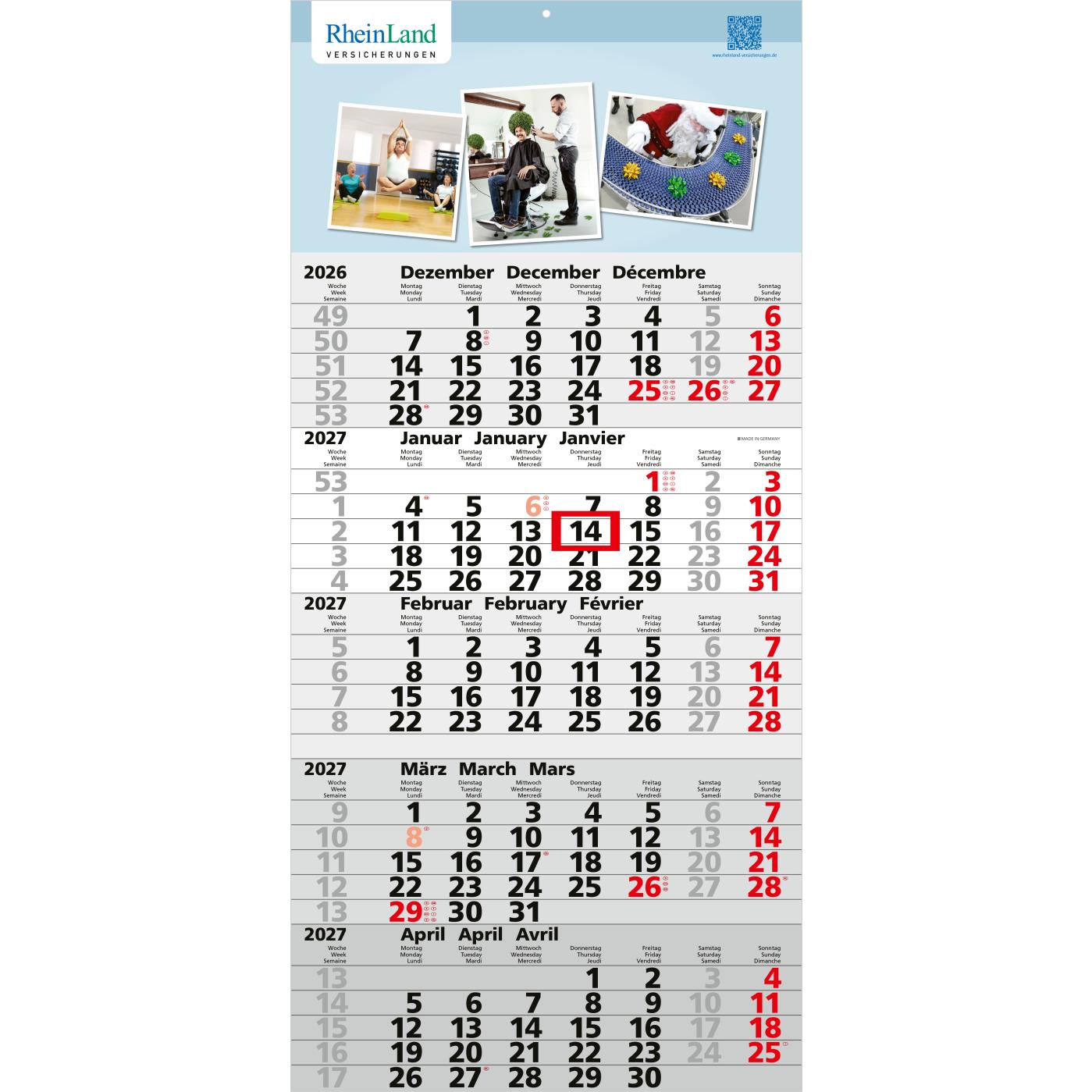 5-Monatskalender Einblatt Quintus 5 EXPRESS Monate gleich groß