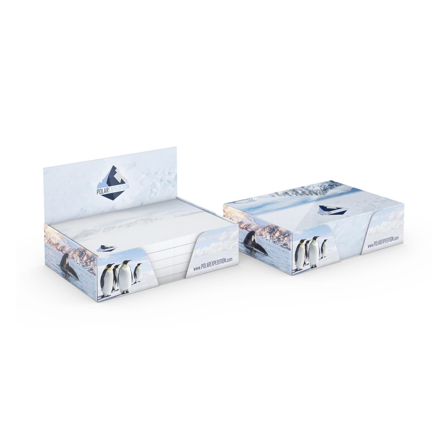 Haftnotiz-Box Pop-Up-Box Haftnotizblöcke weiß Karton-Box individuell bedruckt