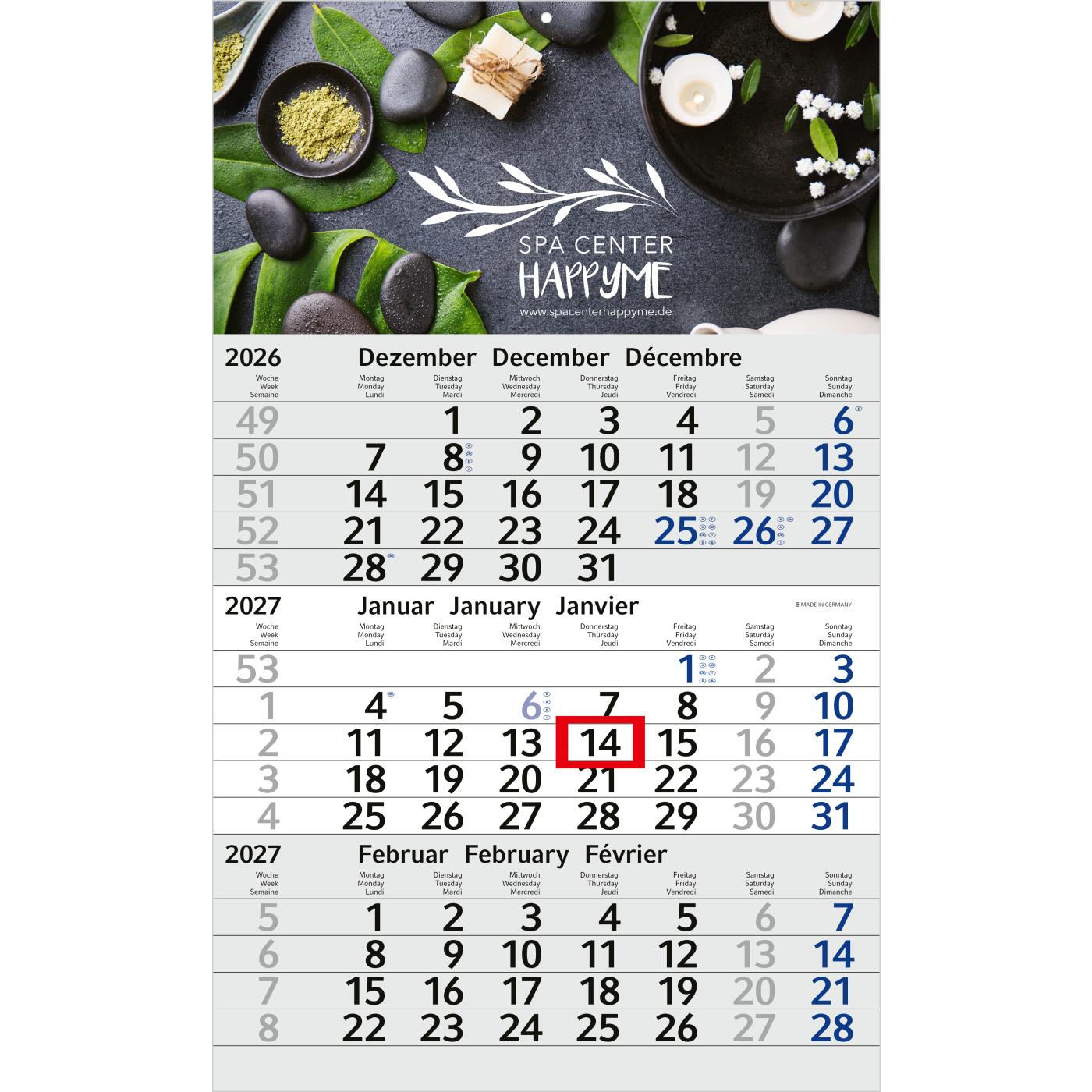 3-Monatskalender Einblatt Budget 3 Schrift leicht