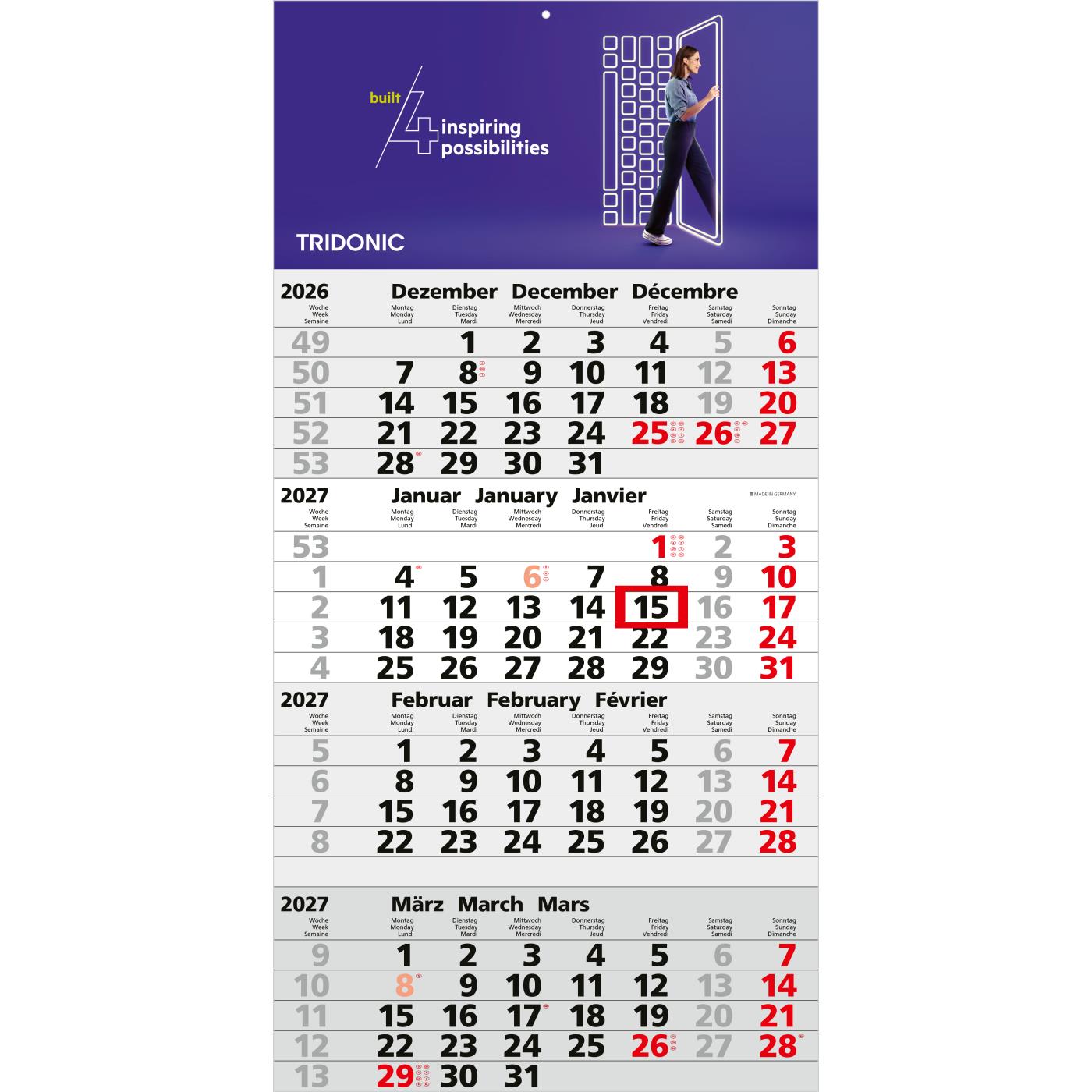 4-Monatskalender Einblatt Mega 4 A Schrift fett