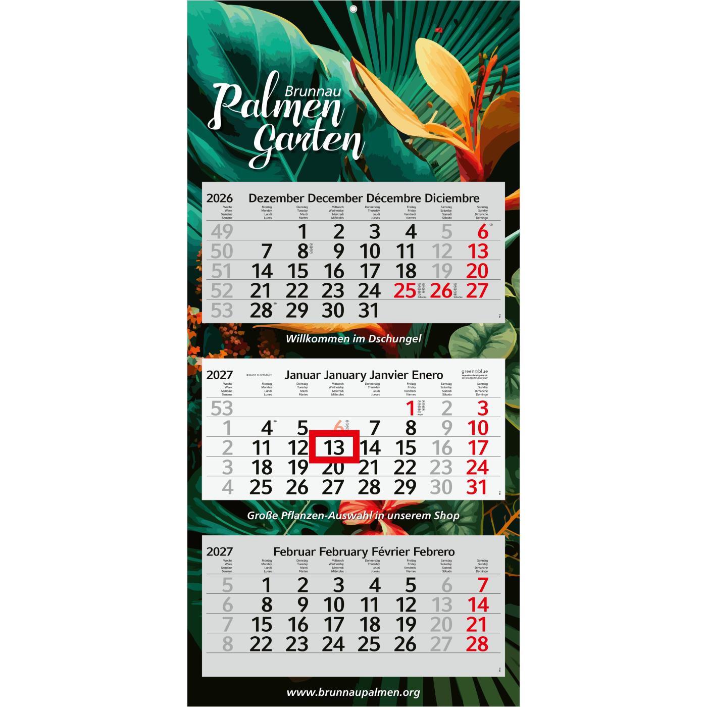 3-Monatskalender Mehrblock Profil 3 Recycling-Kalendariumspapier Schrift leicht