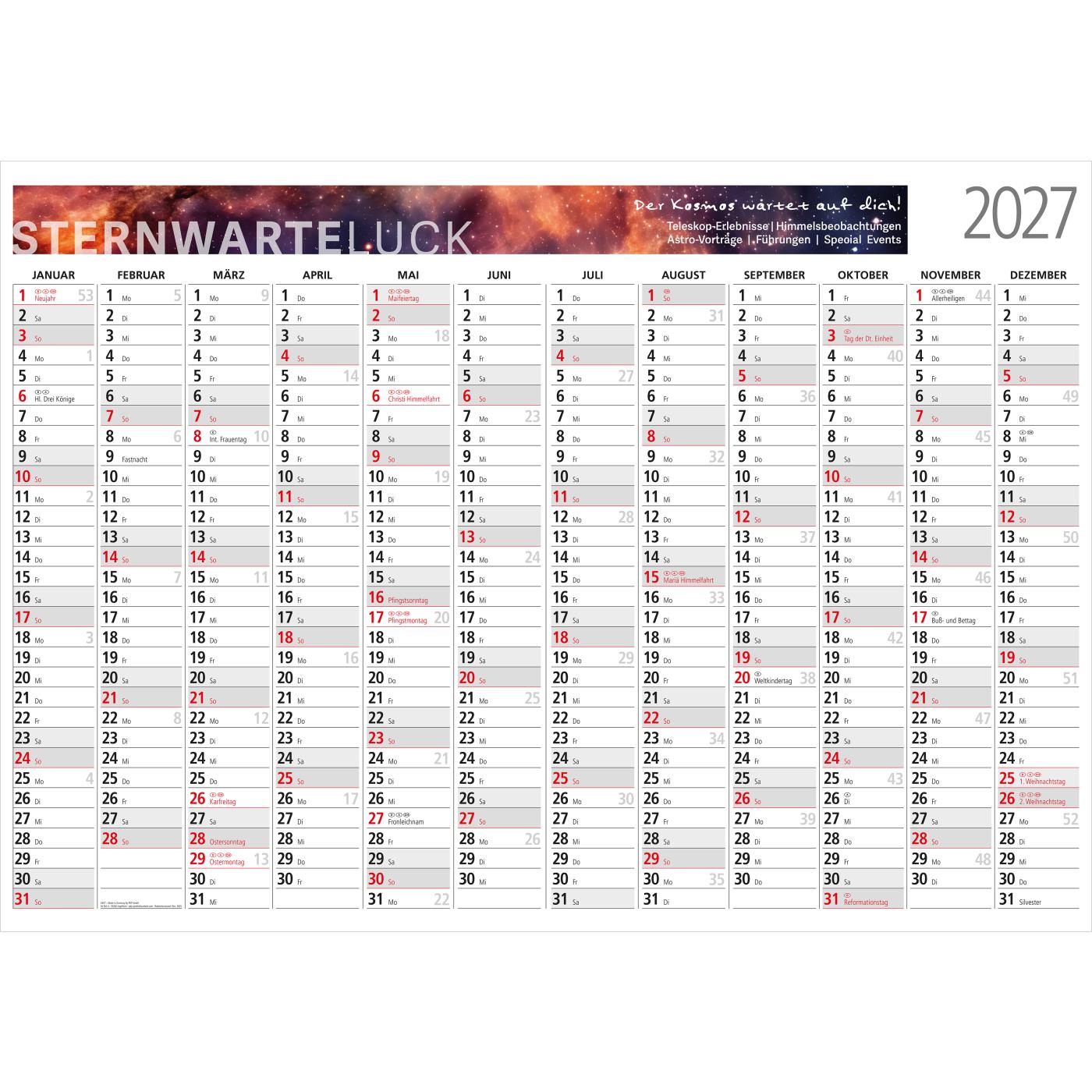 Wandplaner Cosmos 841 × 594 mm Jan. – Dez.