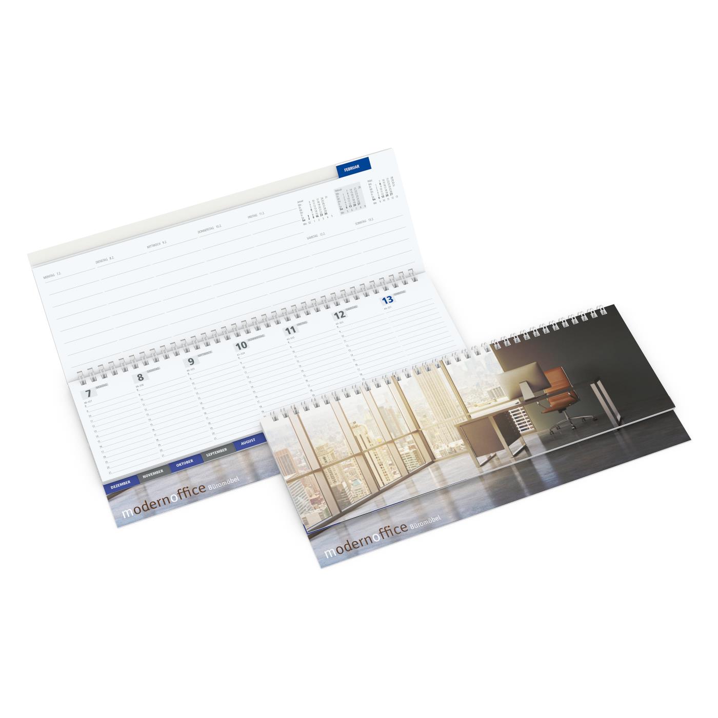 Tisch-Querkalender Master Monatsregister 1 Woche = 2 Seiten 8–21 Uhr