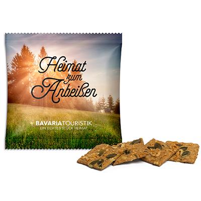 Vollkorn Snack im Werbetütchen