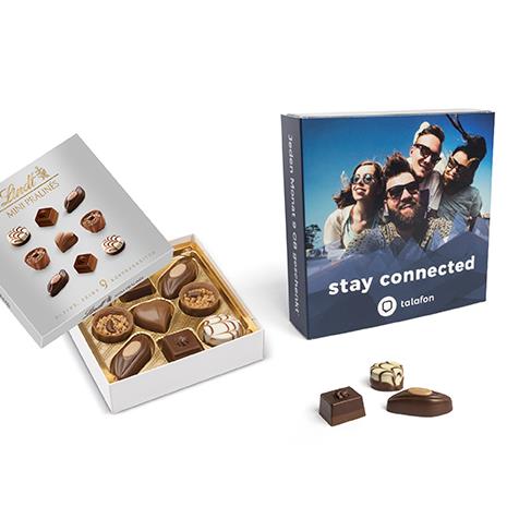 Lindt Mini Pralinés im Werbeschuber