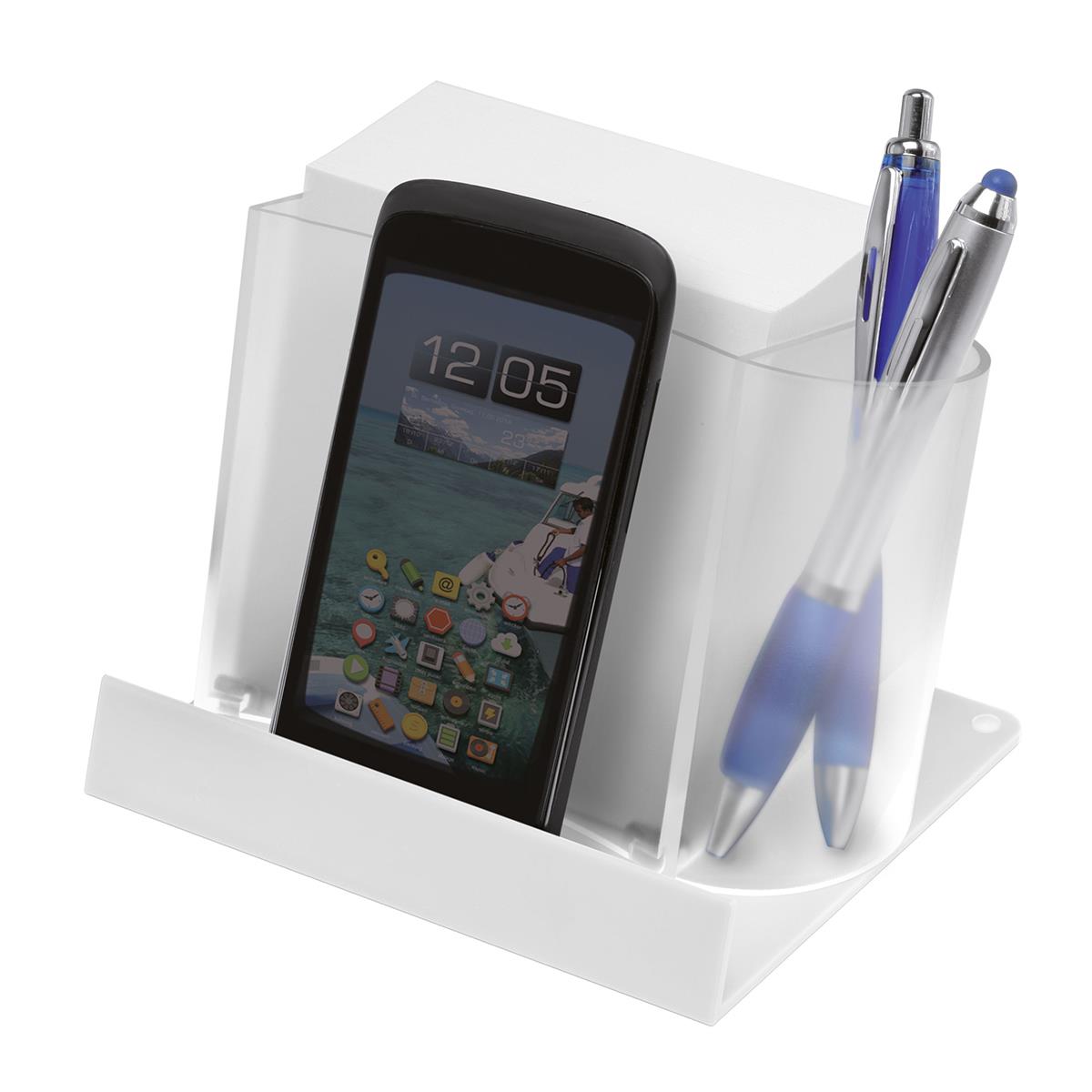 Smartphone-/Tabletständer mit Zettelbox und Köcher