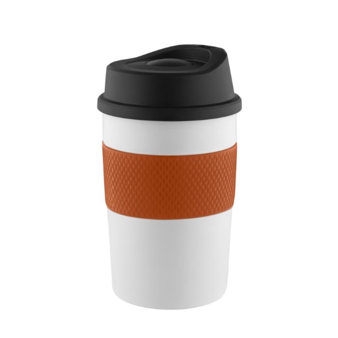 Metmaxx® Thermobecher ´CremaCoffeeHouse´  weiß/Ring orange