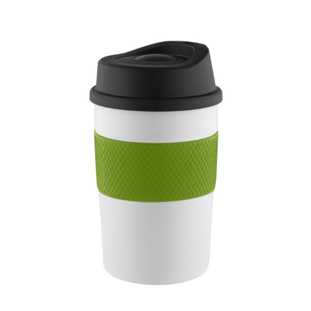 Metmaxx® Thermobecher ´CremaCoffeeHouse´ weiß/Ring grün