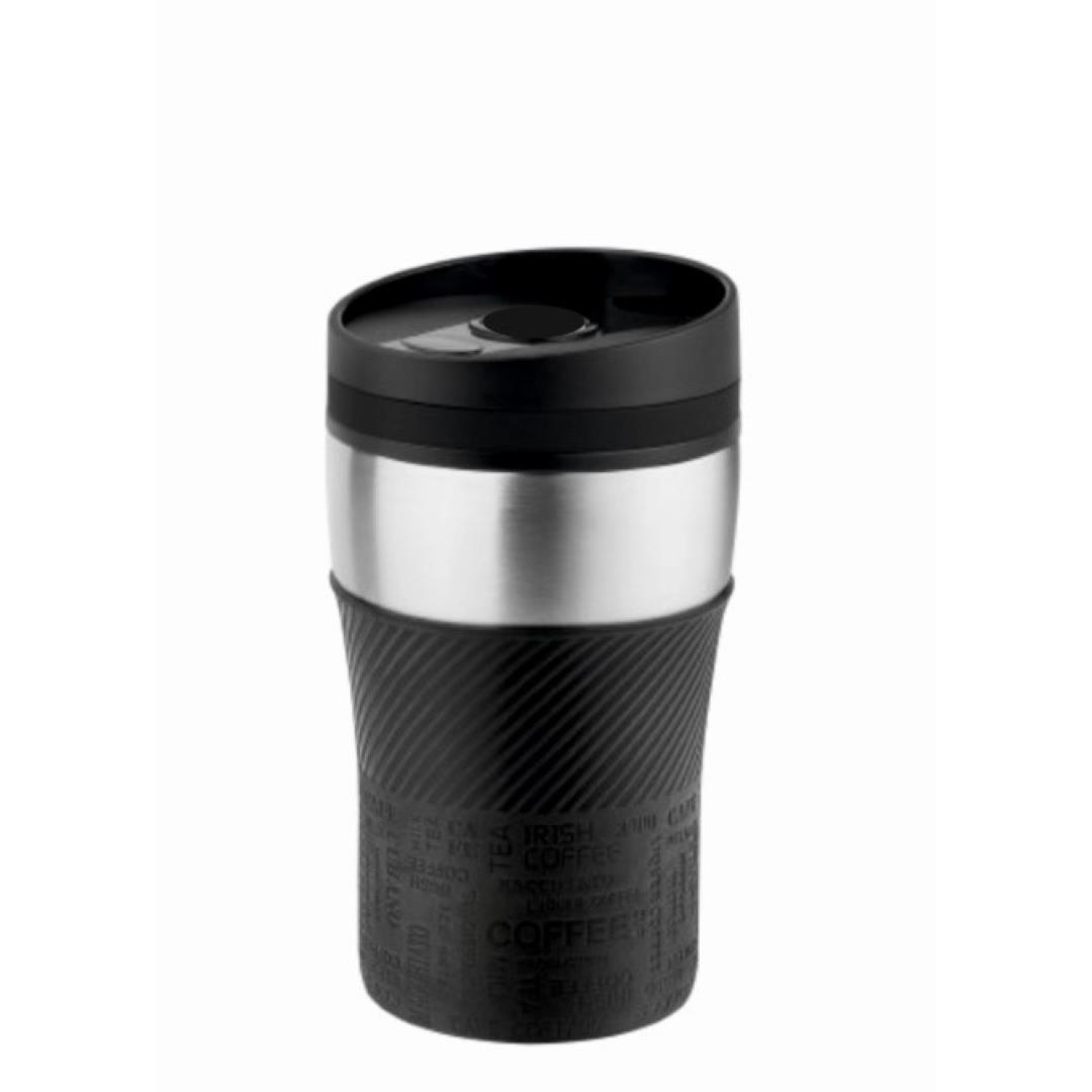 Metmaxx® Thermobecher ´CremaOfficina´  silber/Manschette schwarz/Ring schwarz