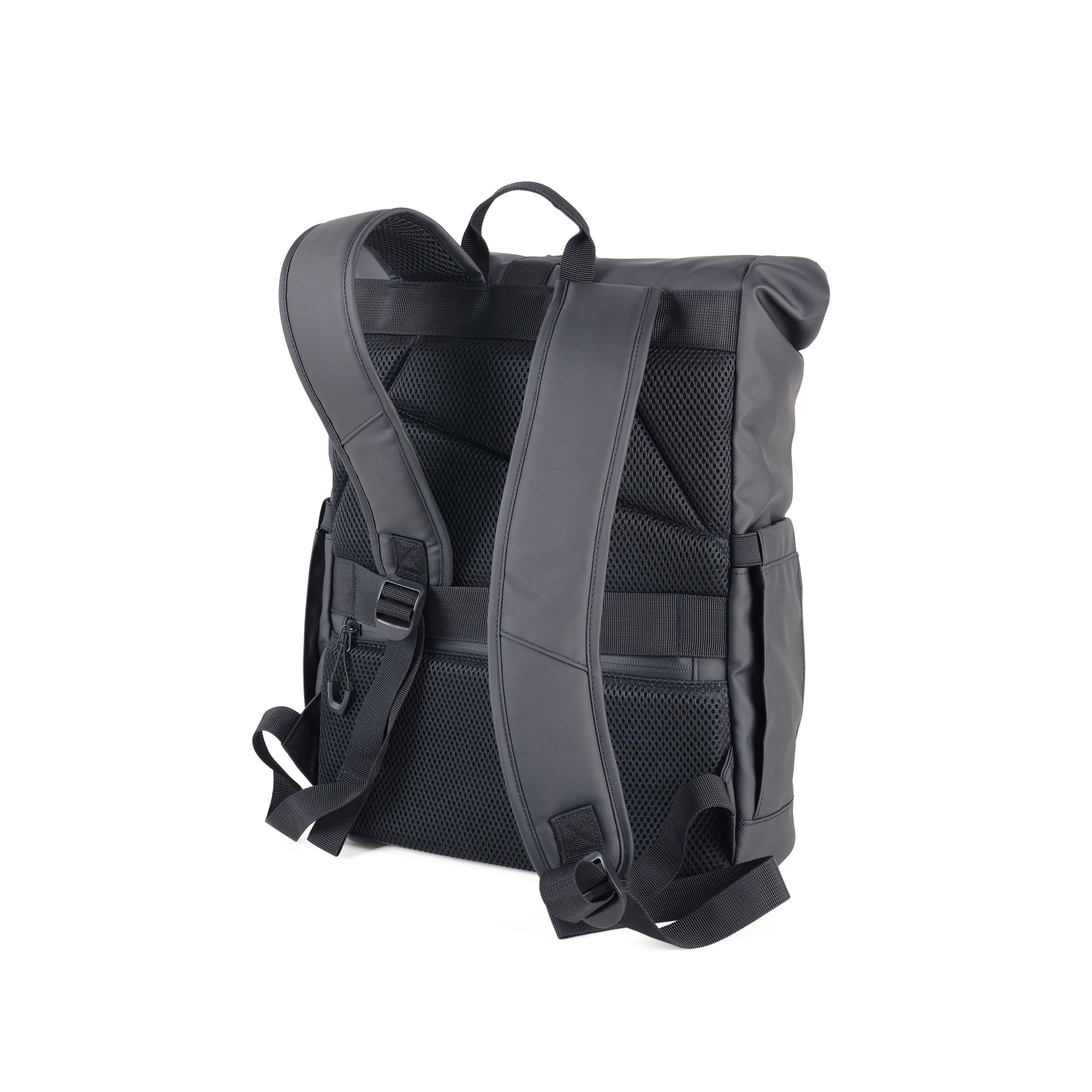 TROIKA Roll Top Rucksack TROIKA BLACK ROLL TOP