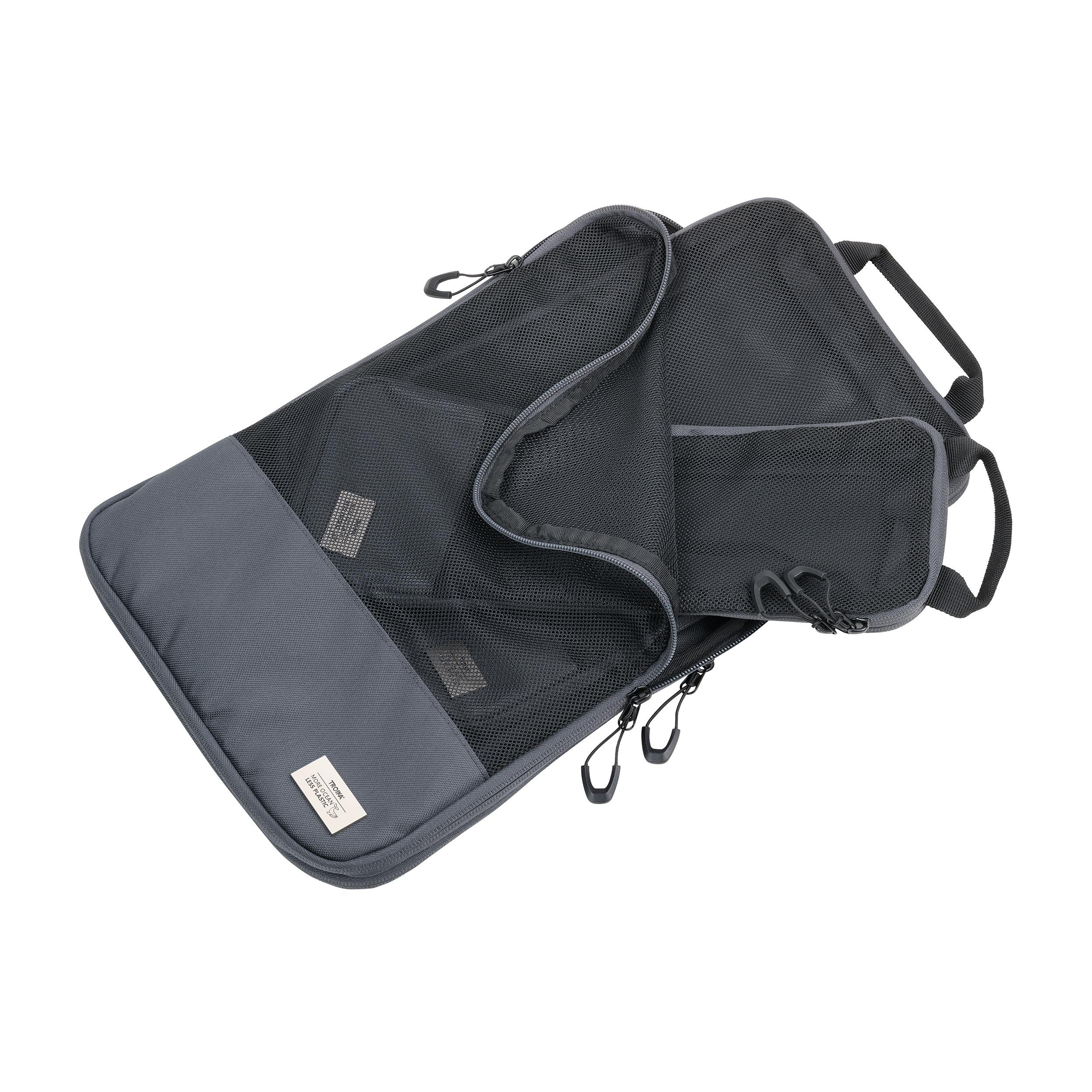 TROIKA Reise-Kompressionstaschen Set BLUE CYCLE PACKING CUBES