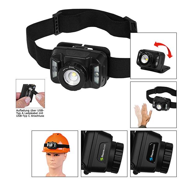 Aufladbare LED Stirnleuchte mit Sensorfunktion ´Focus Head Light Charge 220 L´