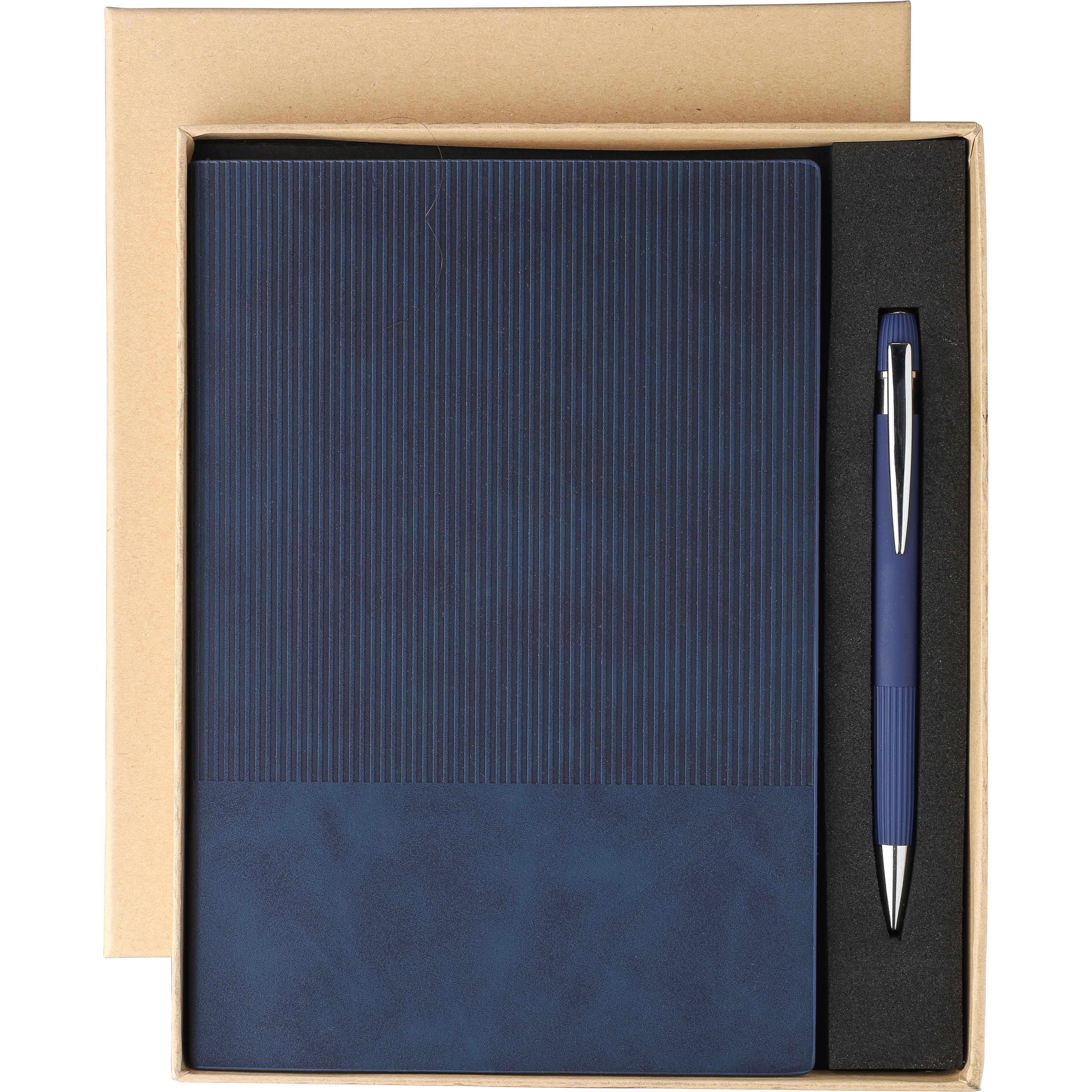 Recyceltes PU-Notizbuch (A5) und Kugelschreiber-Set Tarek