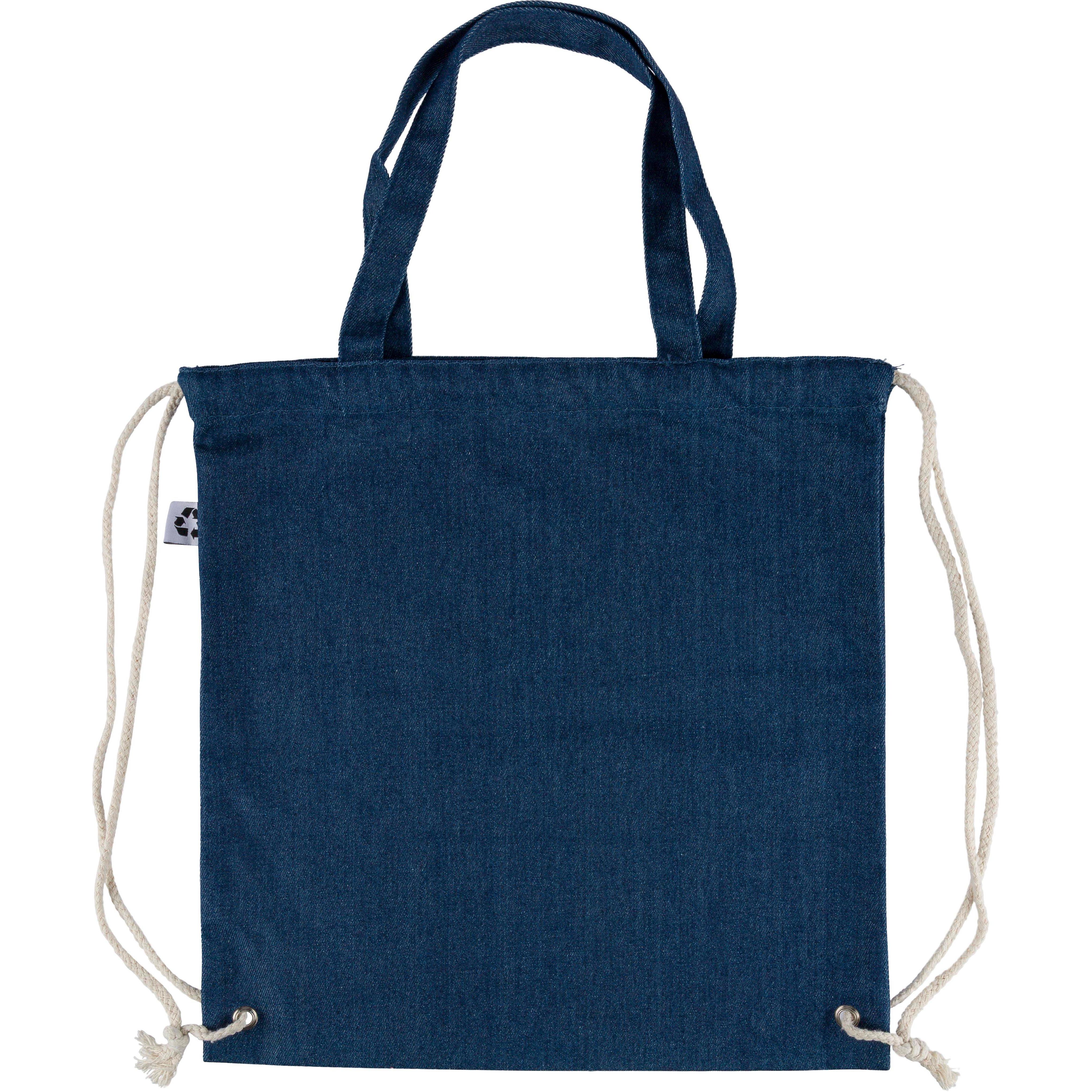 Recycelte Denim-Kordeltasche Dex