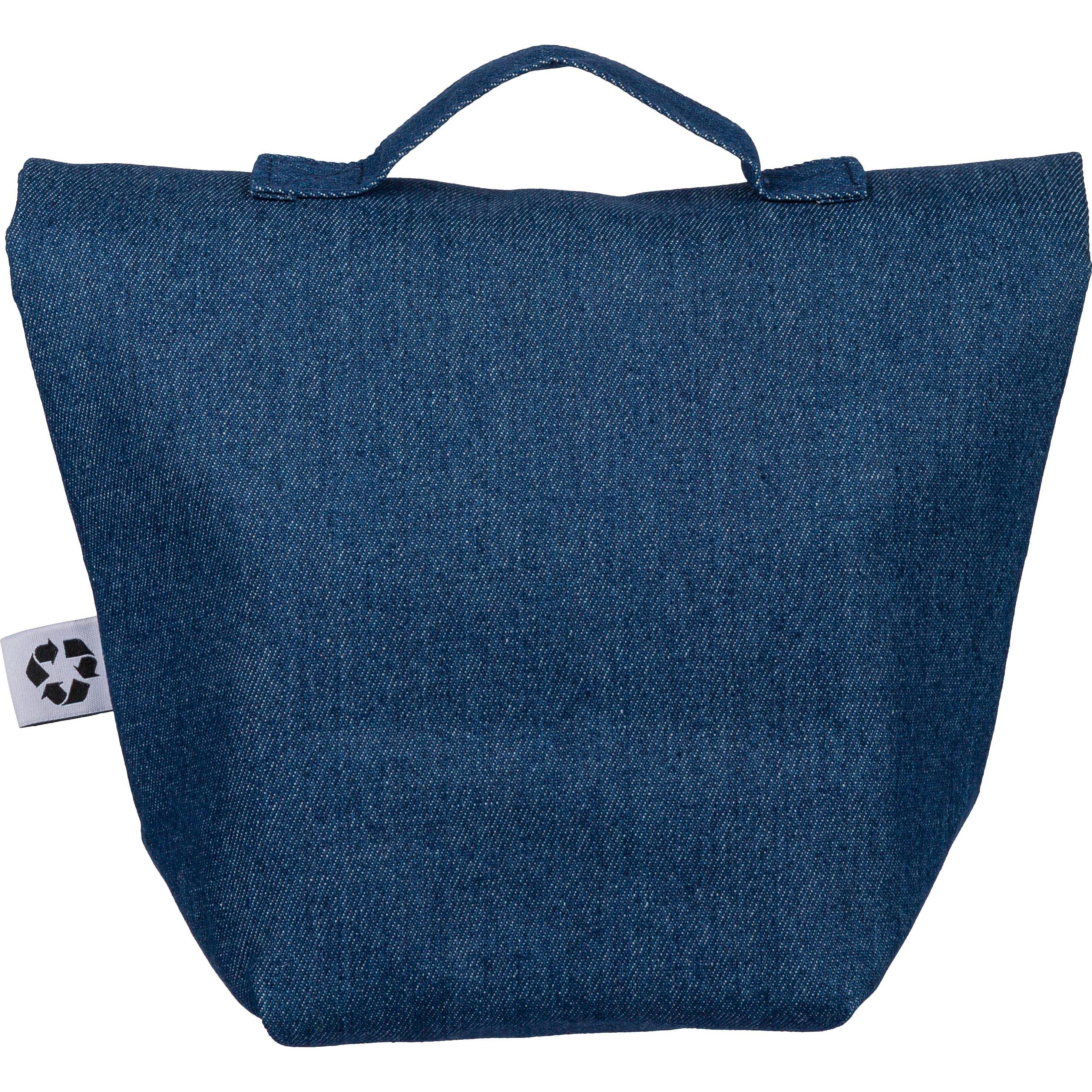 Recycelte Denim-Kühltasche mit Rollverschluss Mira