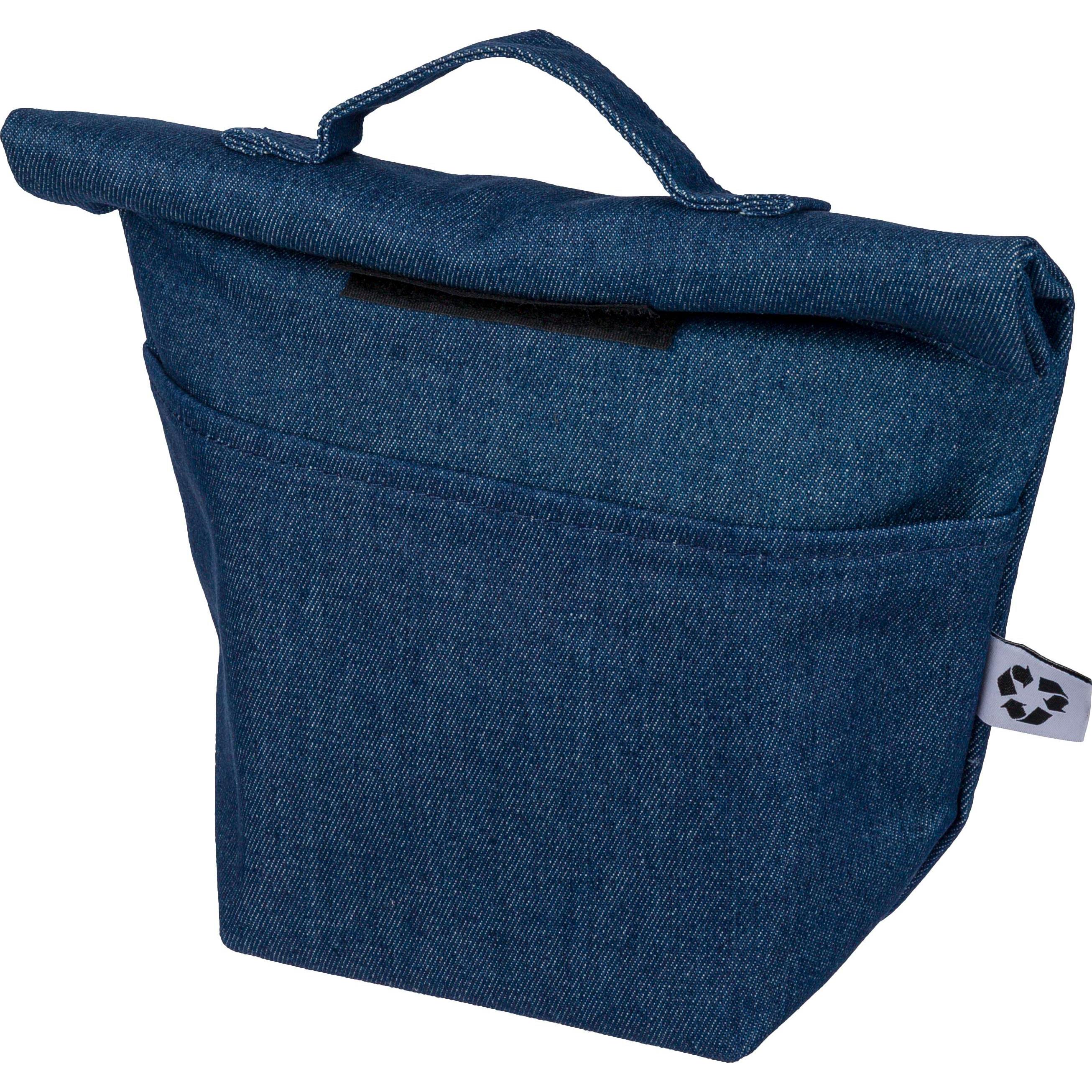 Recycelte Denim-Kühltasche mit Rollverschluss Mira