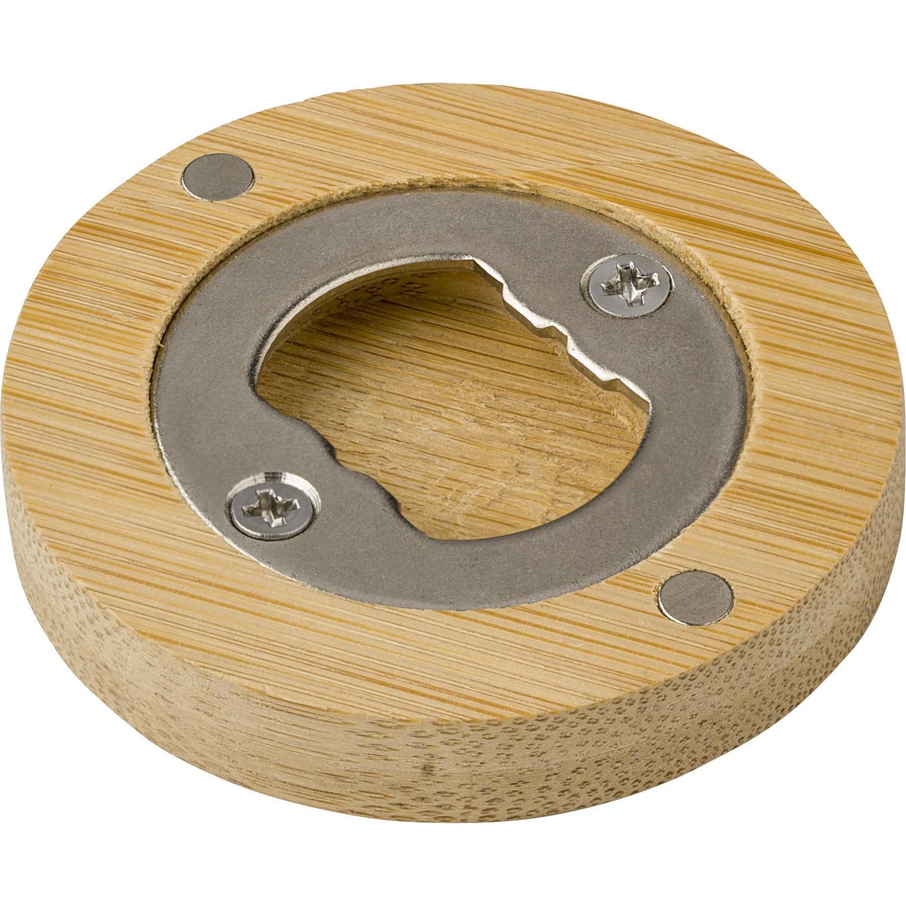 Bambusmagnet mit Flaschenöffner Ace