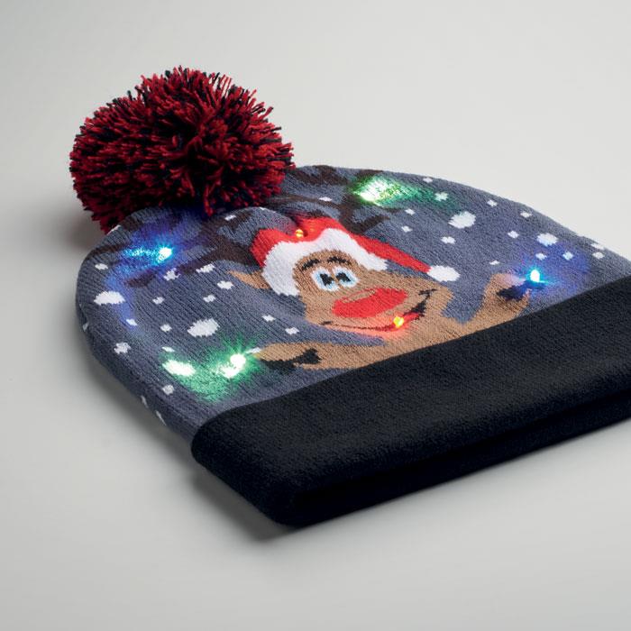 Weihnachtliche Strickmütze LED