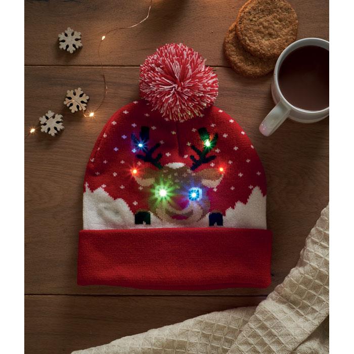 Weihnachtliche Strickmütze LED
