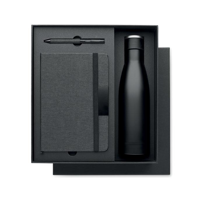 Set Notizbuch mit Flasche