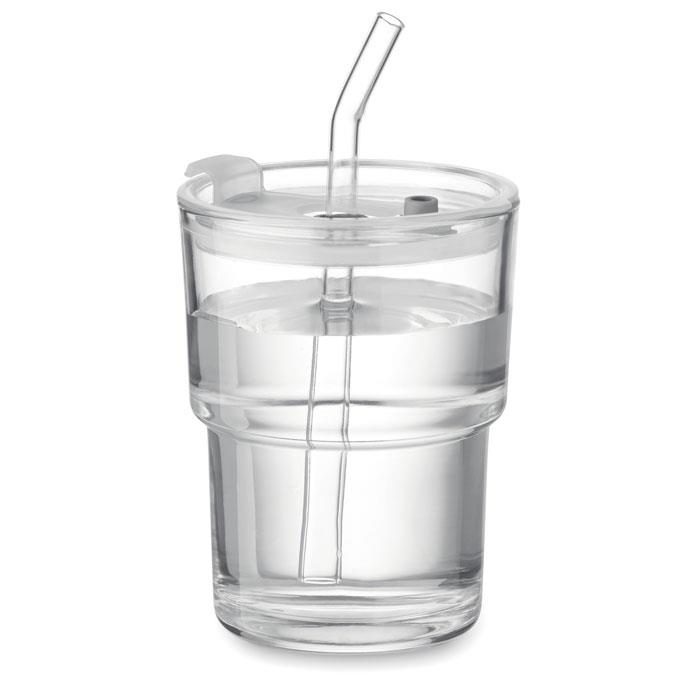 Glasbecher mit Trinkhalm 400ml